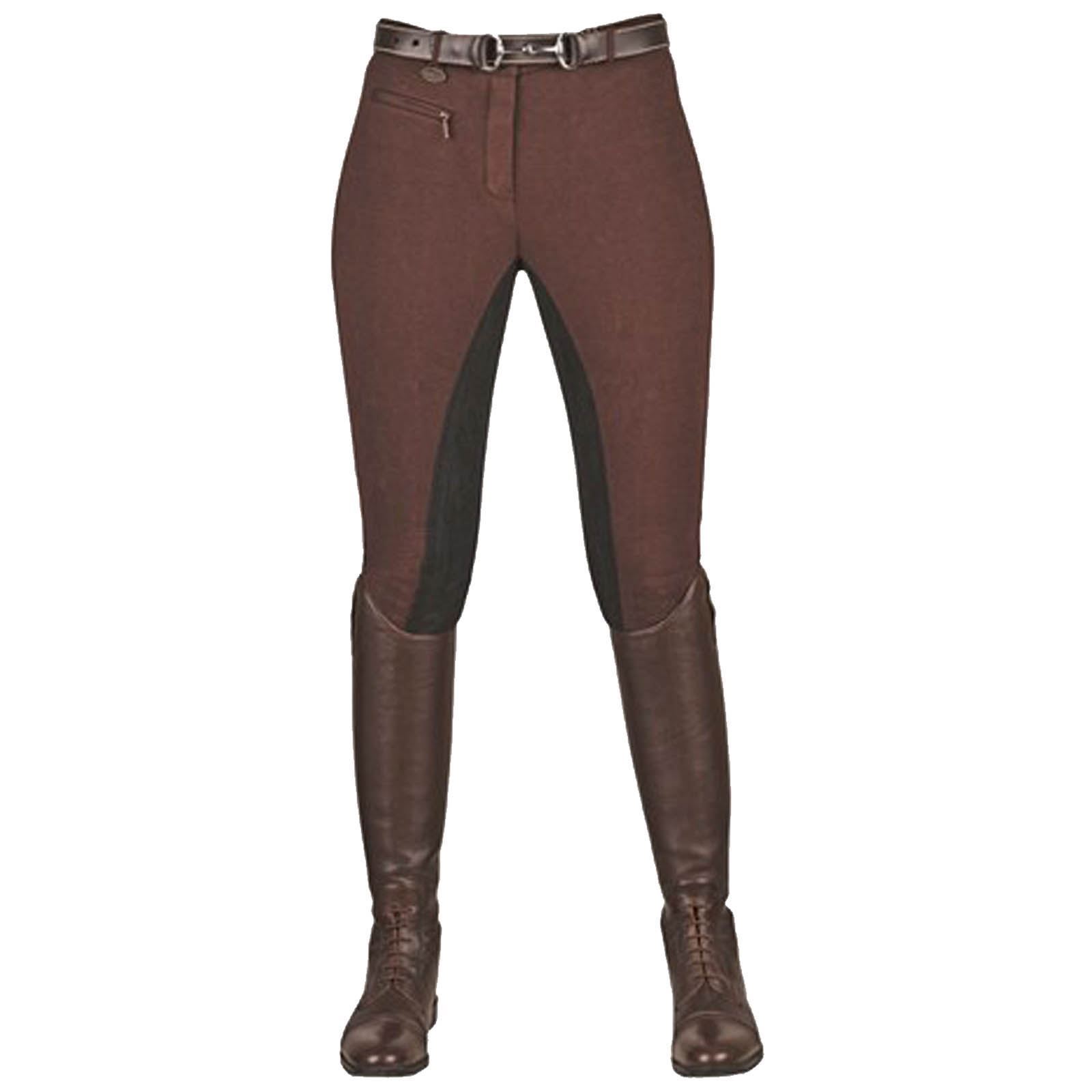 HKM Equestrian Ladies Junior Stretchy 3/4 Suede Imitation Seat Riding