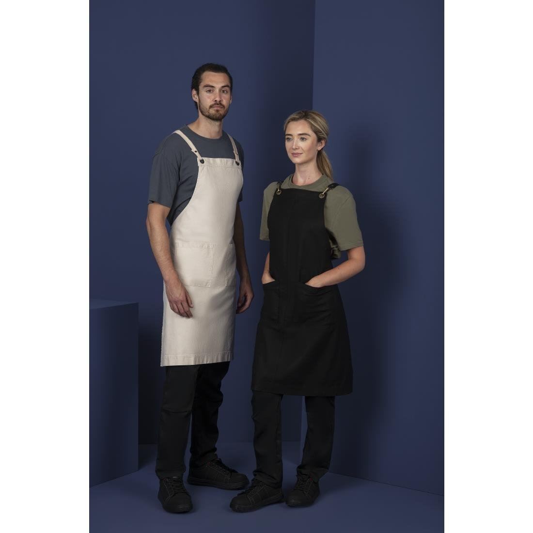 Southside Cotton Canvas Bib Apron in Beige Unisex Lightweight Comfortable Fit
