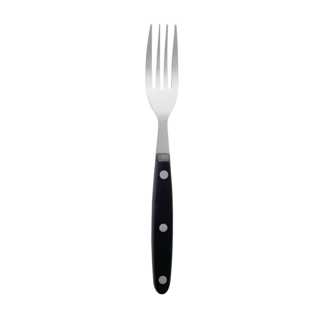 Steak Fork with Black Handle - Stainless Steel 18/0 - Pack Quantity 12 - 100mm