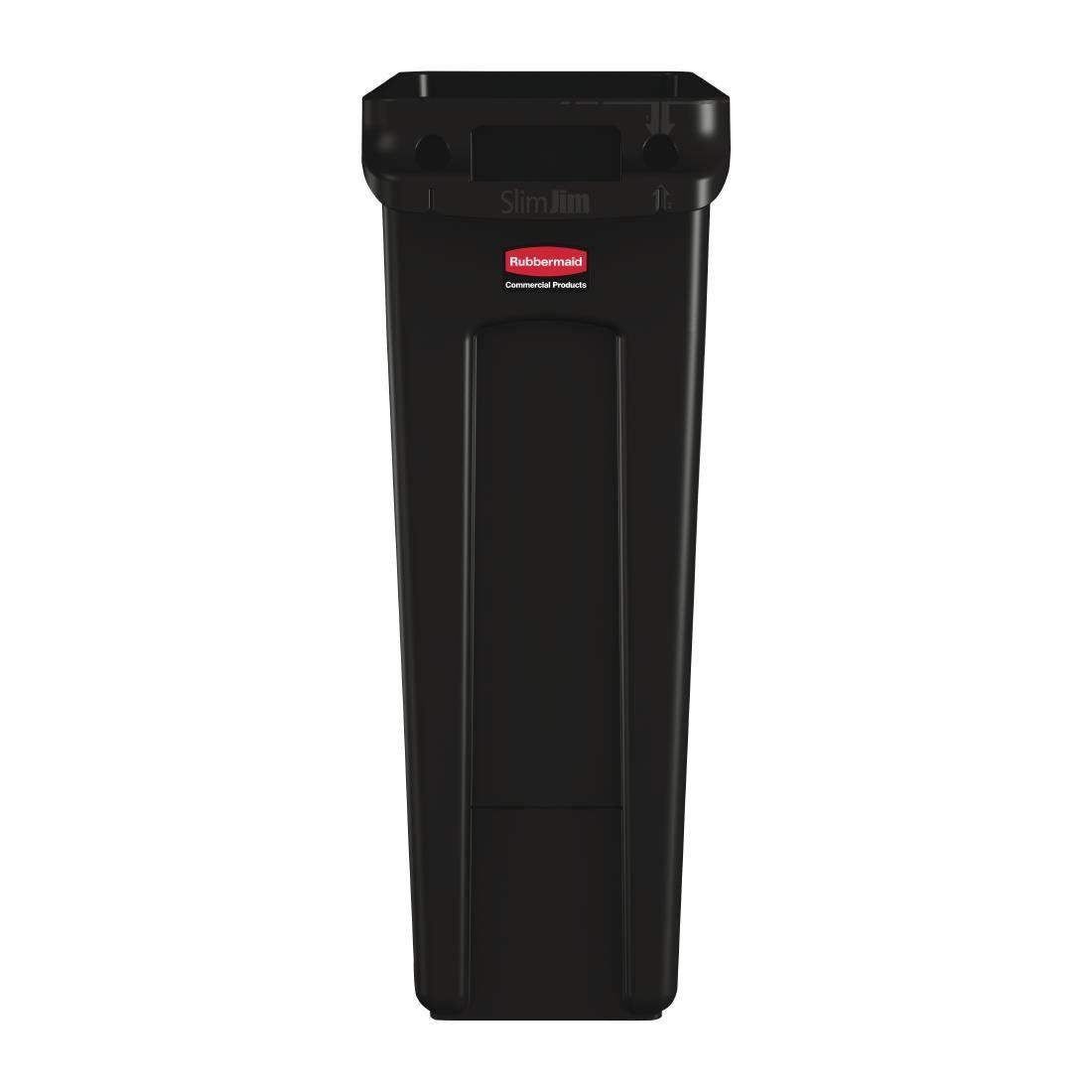 Rubbermaid Slim Jim Container Black Made of Plastic Capacity - 87Ltr
