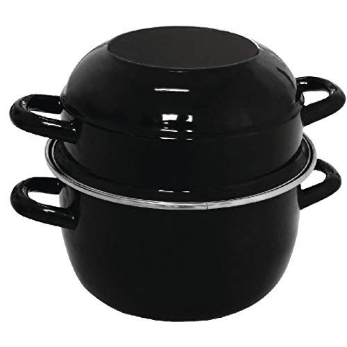 Olympia Mussel Pot Black Made of Enamel Medium 1kg 190(H) x 200(Ø)mm