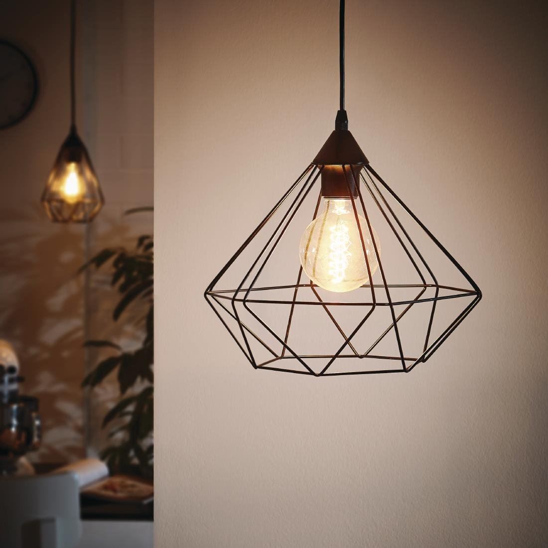 Details zu Eglo Tarbes Cage Pendant Black Kitchen Restaurant Catering Steel Chandelier Sonderangebot