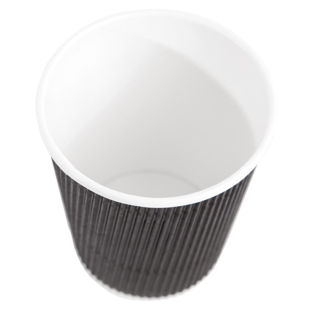 Fiesta Ripple Wall Takeaway Coffee Cups in Black Disposable 225ml / 8oz - 500
