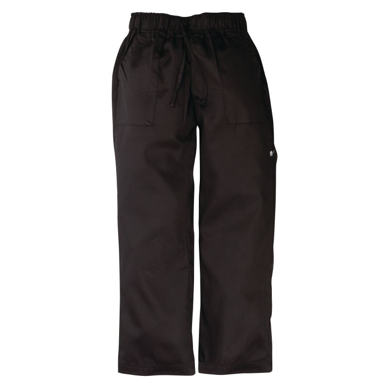 Chef Works Unisex Better Built Baggy Chefs Trousers in Black - Polycotton