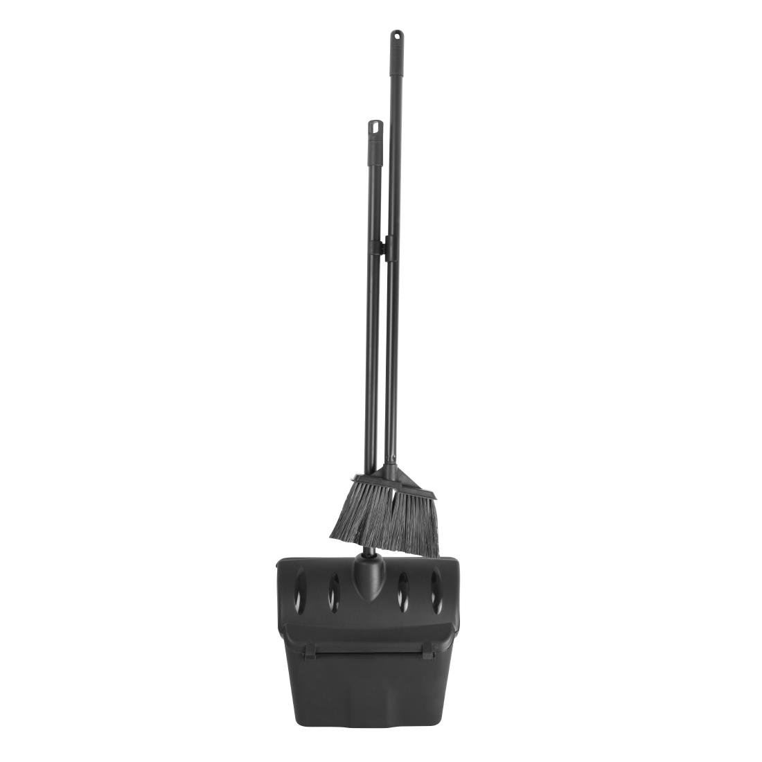 Jantex Lobby Dustpan and Broom in Black with Wind Break Cover