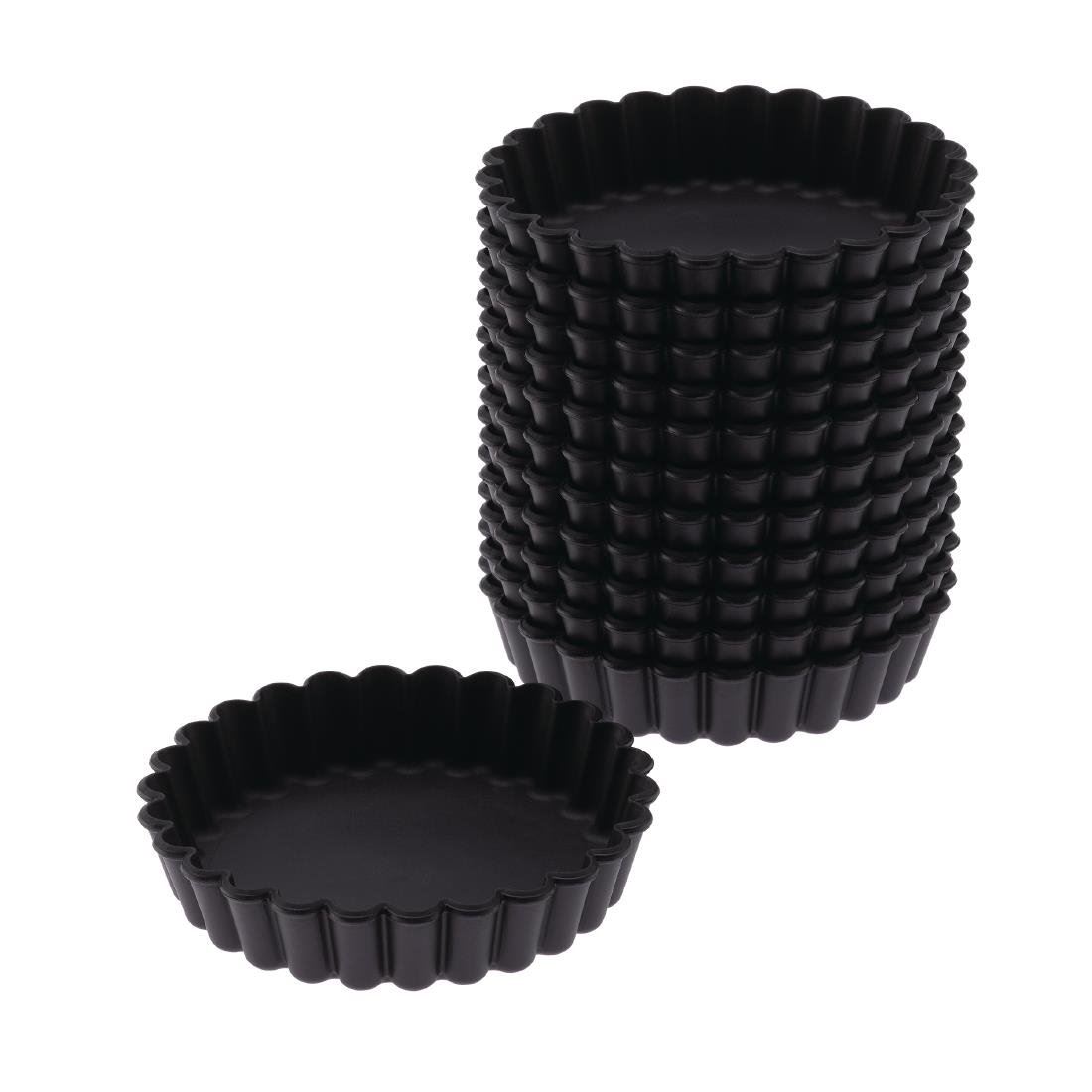 Pack of 12 Matfer Exoglass Round Fluted Tartlet Mould 10cm