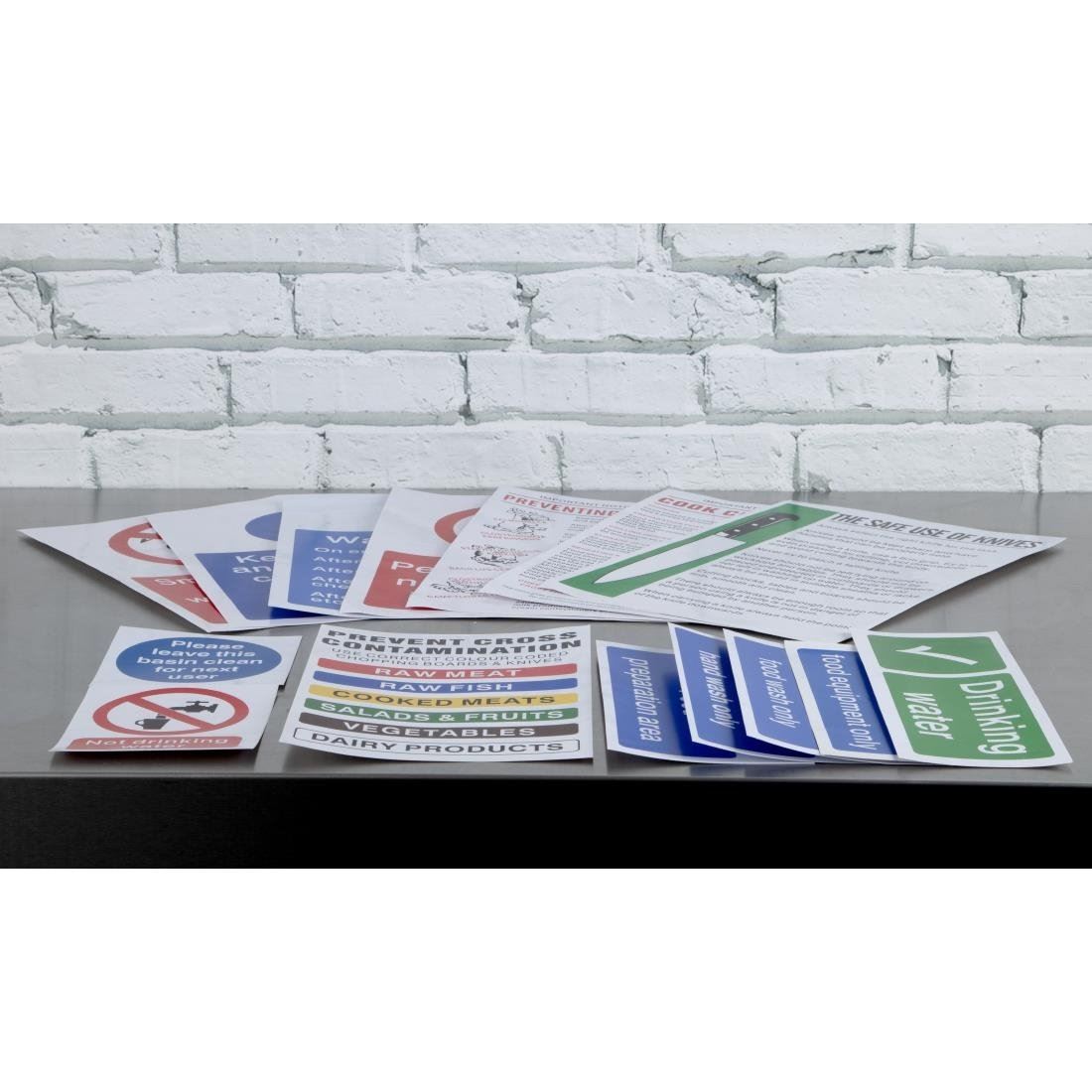 Vogue Food Preparation 15 Sign Pack Self Adhesive Highly Visible Catering Poster