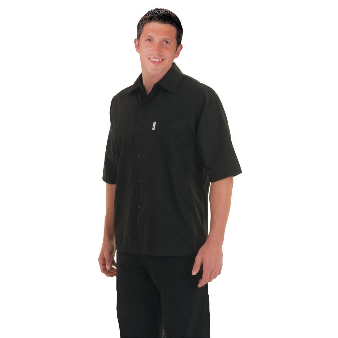 chef works unisex cool vent chefs shirt in black - polycotton - short sleeve image 2