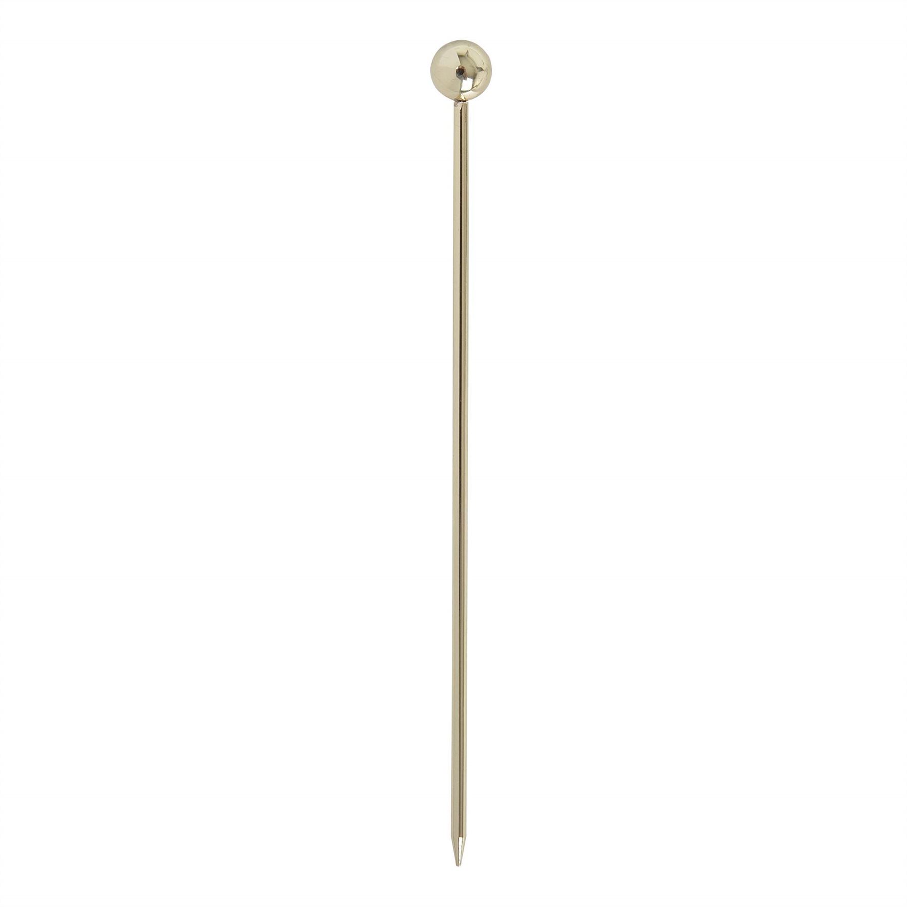 Gold Ball Garnish Picks Beaumont Reusable Stainless Steel Bar Skewers - 10 Pack