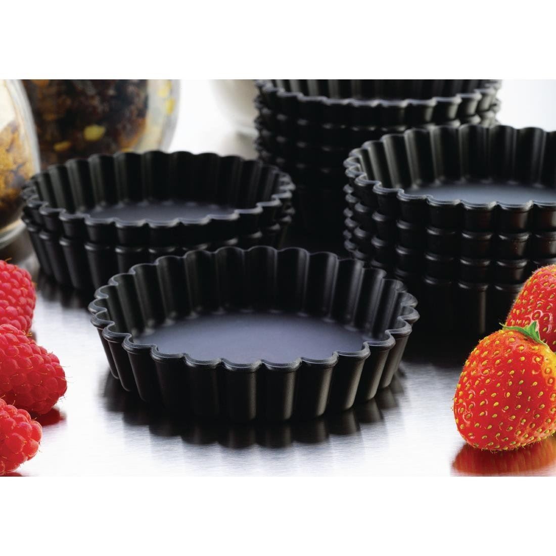 Pack of 12 Matfer Exoglass Round Fluted Tartlet Mould 10cm