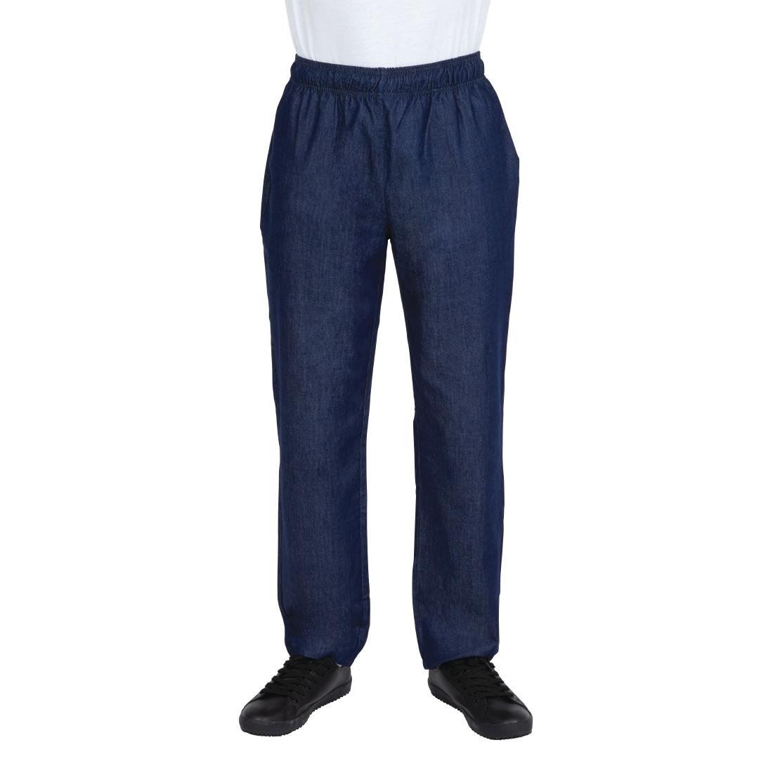 Whites NY Denim Chef Trousers - 100% Cotton - Loose Fitting - Lightweight