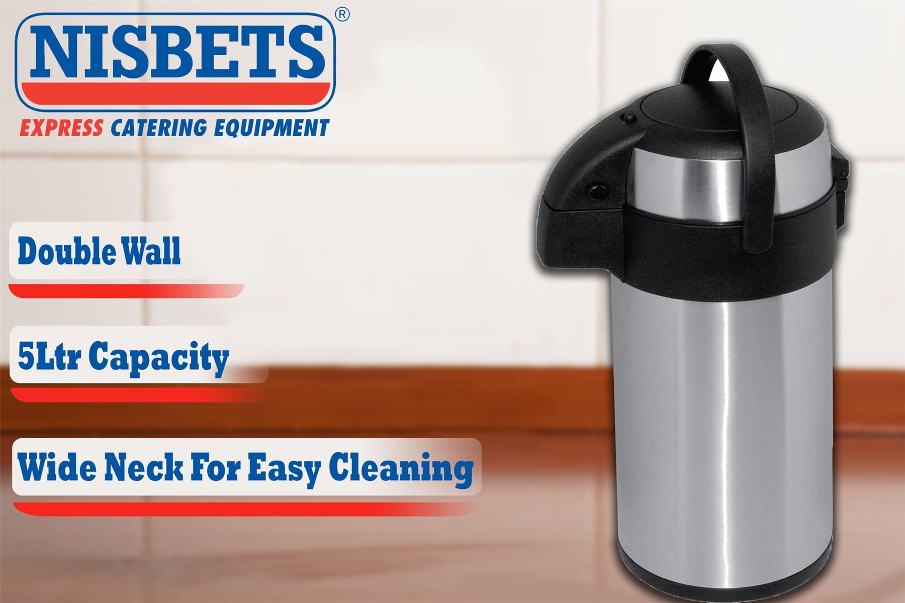 Olympia Pump Action Airpot 5Ltr Coffee Tea Hot Thermos Insulated Vacuum