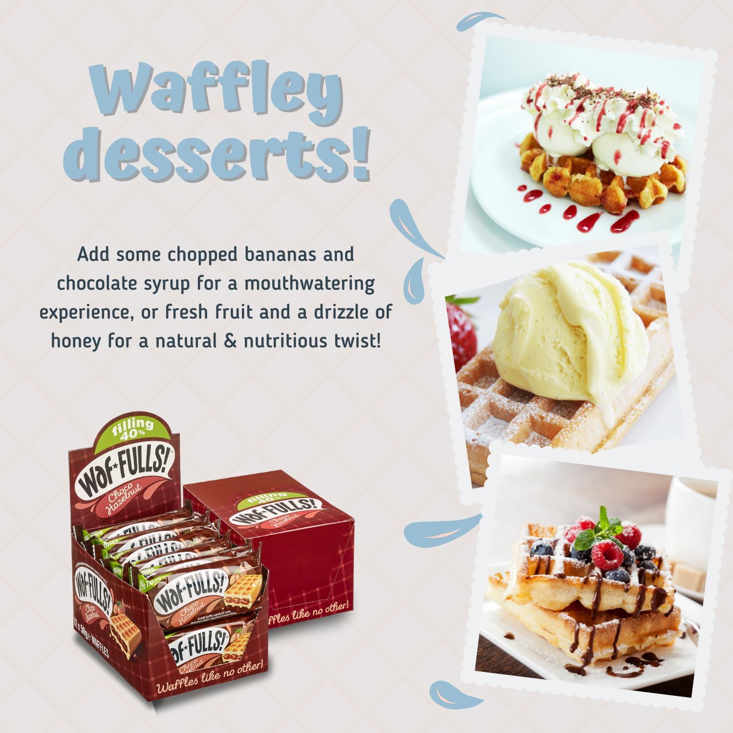 WafFULLS! Vanilla Waffles Sandwich Snack Individually Wrapped 50g - Pack of 12