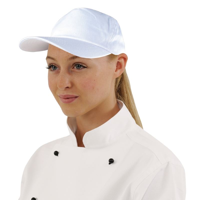 Whites Chefs Apparel Womens Ladies Baseball Cap White Polycotton Hat