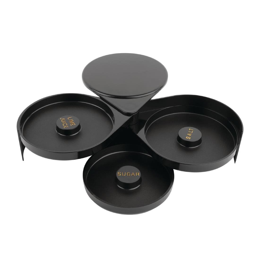 Glass Rimmer with 3 Sectors for Lime Juice Salt and Sugar - 70x200x160mm