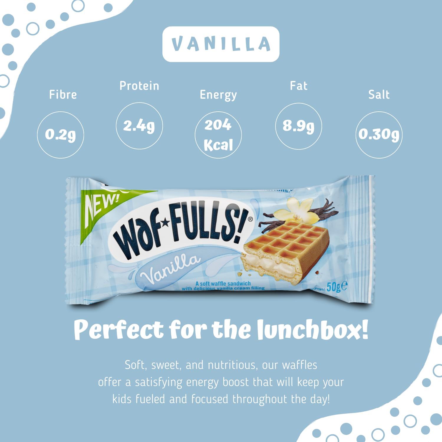 WafFULLS! Vanilla Waffles Sandwich Snack Individually Wrapped 50g - Pack of 12