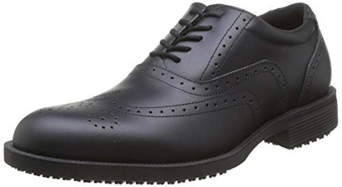 Details zu Shoes for Crews Unisex Executive Wing Shoes in Black Leather - Slip Resistant Niedriger Preis beliebt