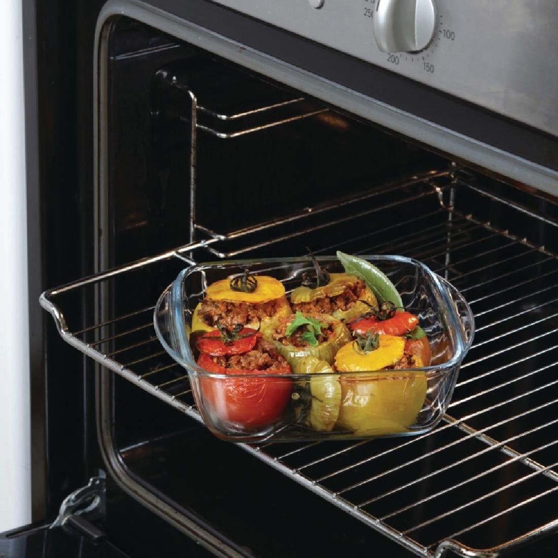 Pyrex Cook and Heat Square Glass Dish with Airtight Lid Steam Vents - 350ml