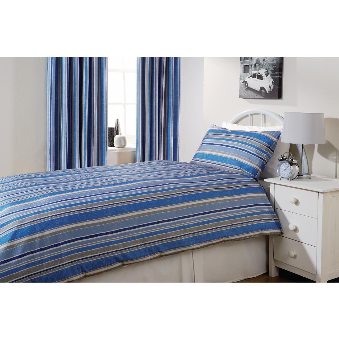 Mitre Essentials Florence Pillowcase Polyester in Damson and Cobalt -24/24TC - Picture 7 of 7