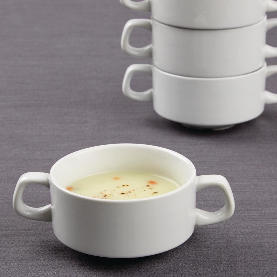 Athena Hotelware Stacking Soup Bowls in White Porcelain 10oz / 290ml