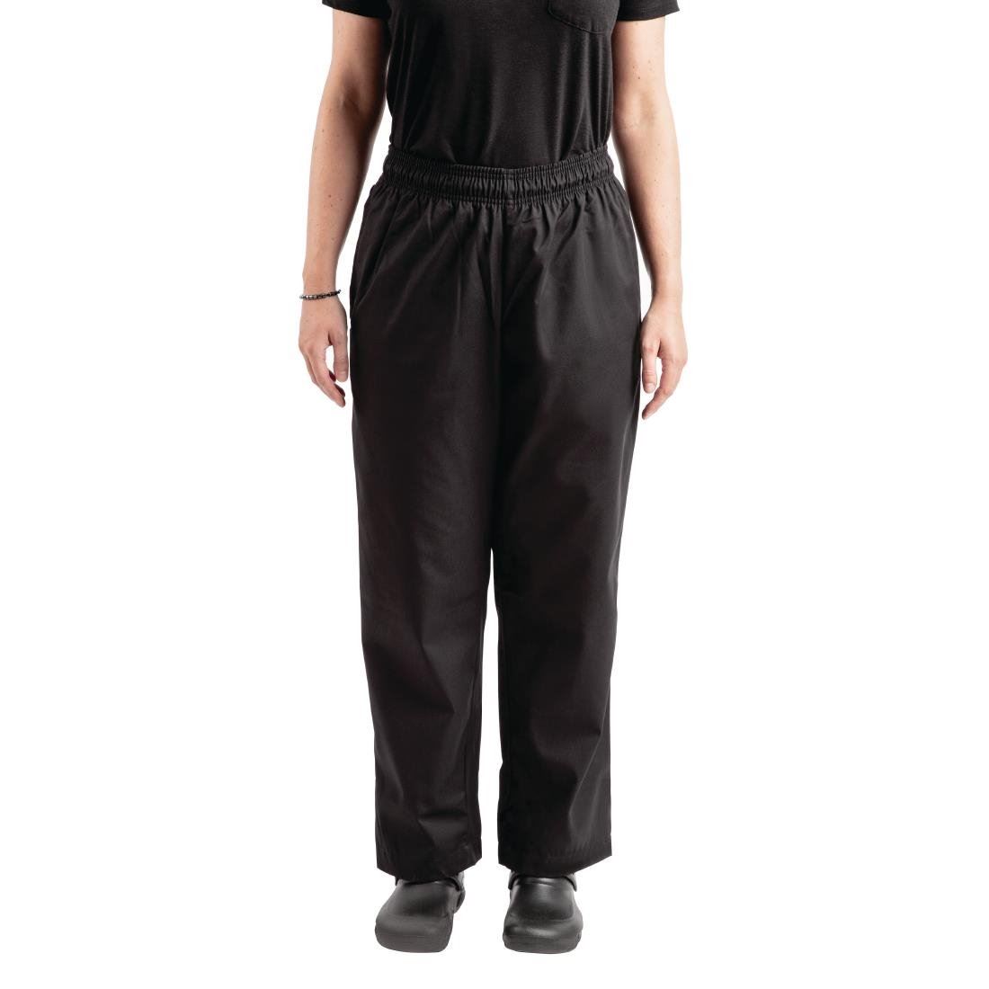 Whites Chefs Clothing Unisex Teflon Trousers in Black Polycotton - Easy Fit