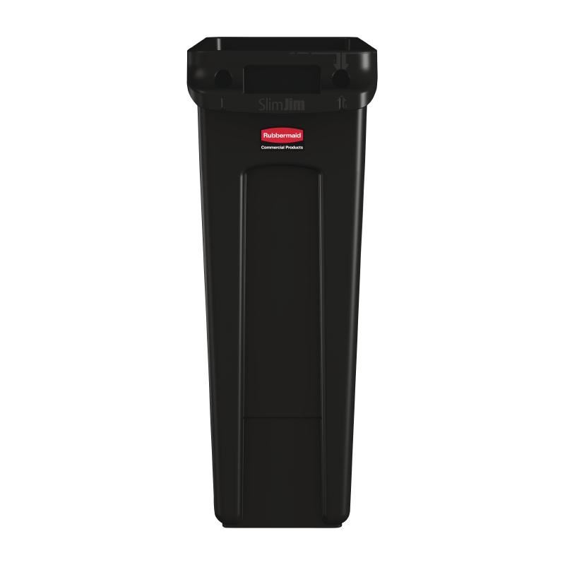 Rubbermaid Slim Jim Container Waste Bin Kitchen Rectangle Black 87Ltr