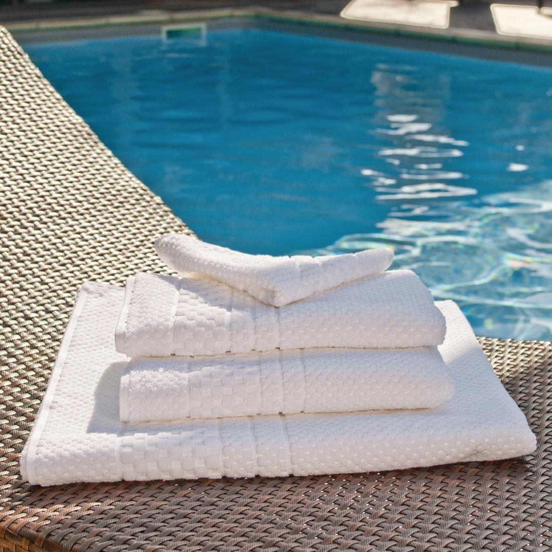 Mitre Heritage Chequers Towel 100% Cotton in White Rich Texture - Picture 18 of 21