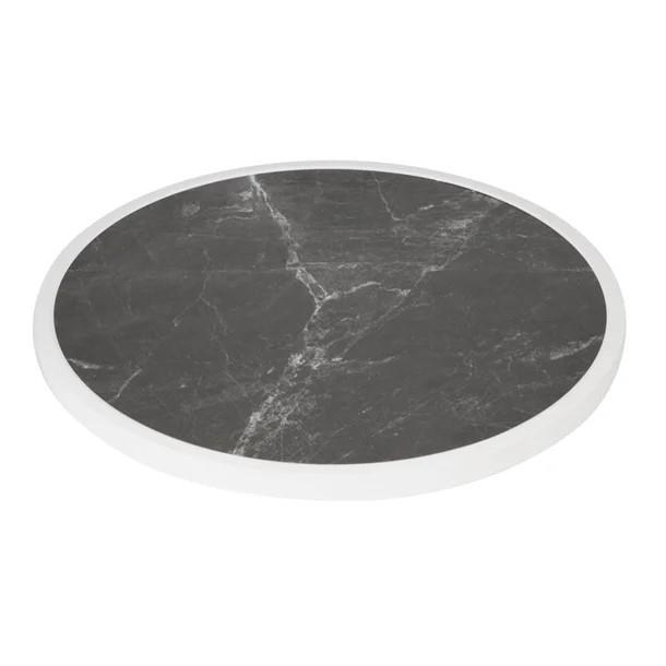 Bolero Dark Granite Effect Outdoor Fibre Glass Table Top White Trim Round 580mm