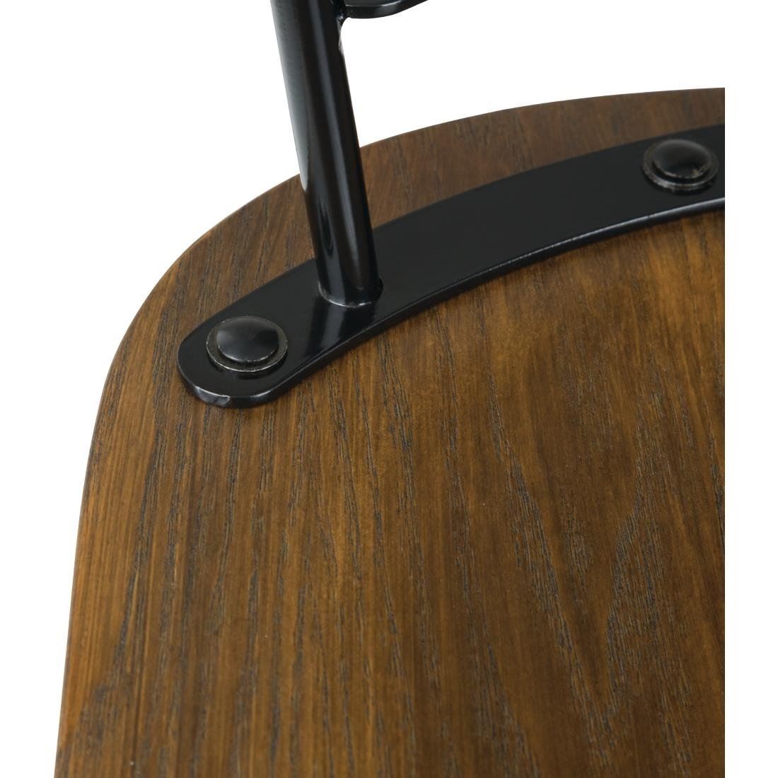 Bolero Scandi High Stools in Black - Stainless Steel & Wood - Pack of 2