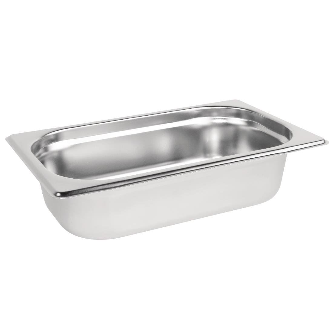 Vogue Stainless Steel 1/4 Gastronorm Pan with Overhanging Rim 65mm Deep - 1.7L