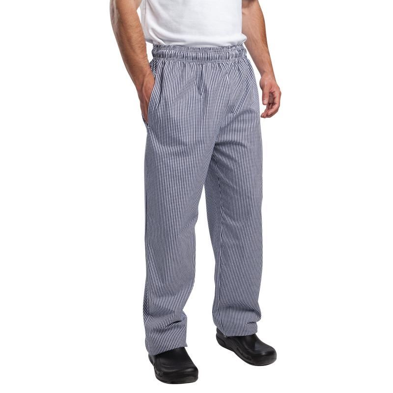 Whites Chefs Apparel Men's Vegas Trousers Small Blue and White Check Pants