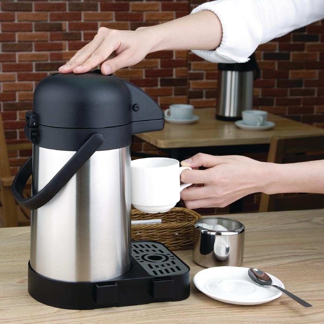 Olympia Pump Action Airpot 1.9Ltr Stainless Steel Polypropylene