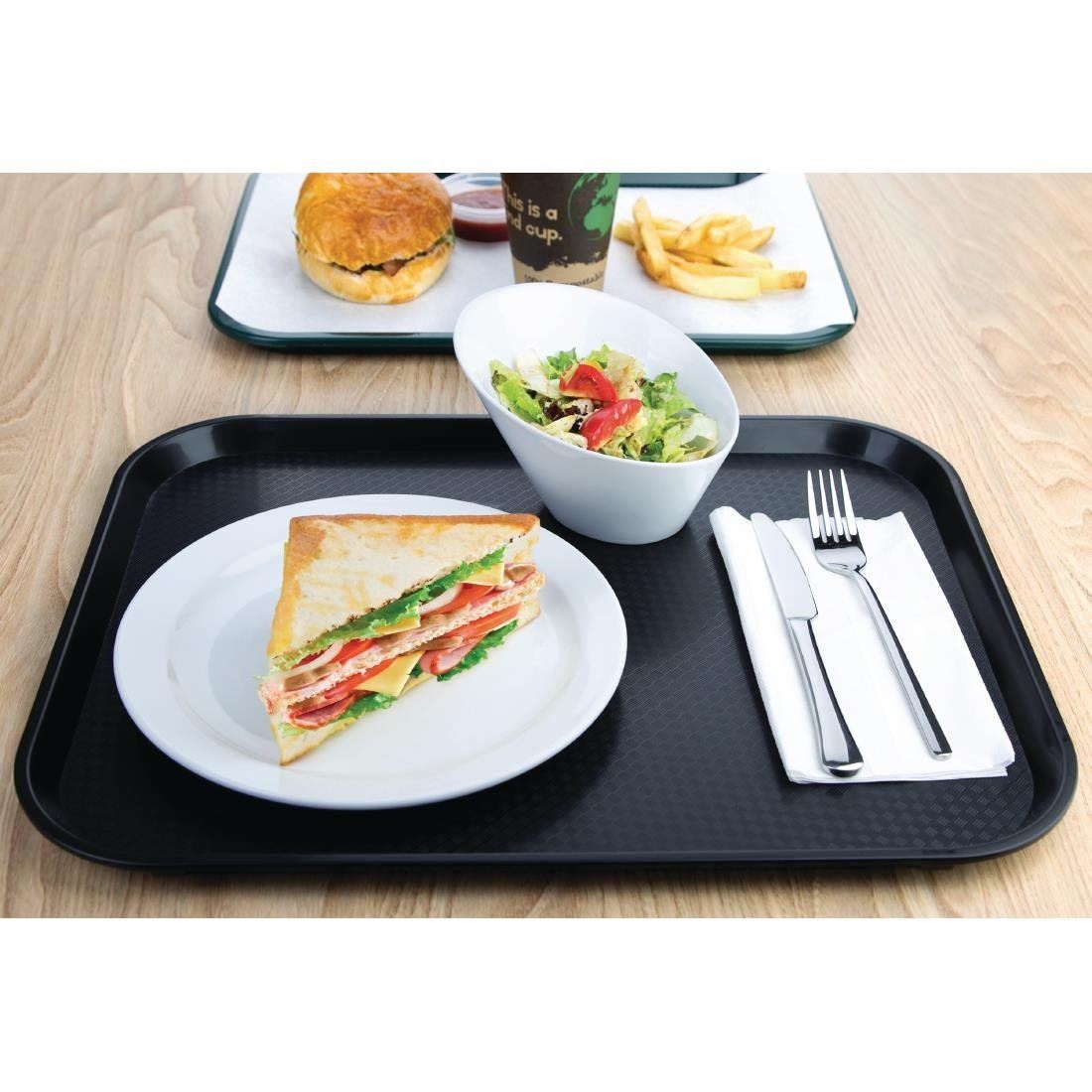 Kristallon Large Fast Food Tray in Black - Stackable - 350 x 450 mm