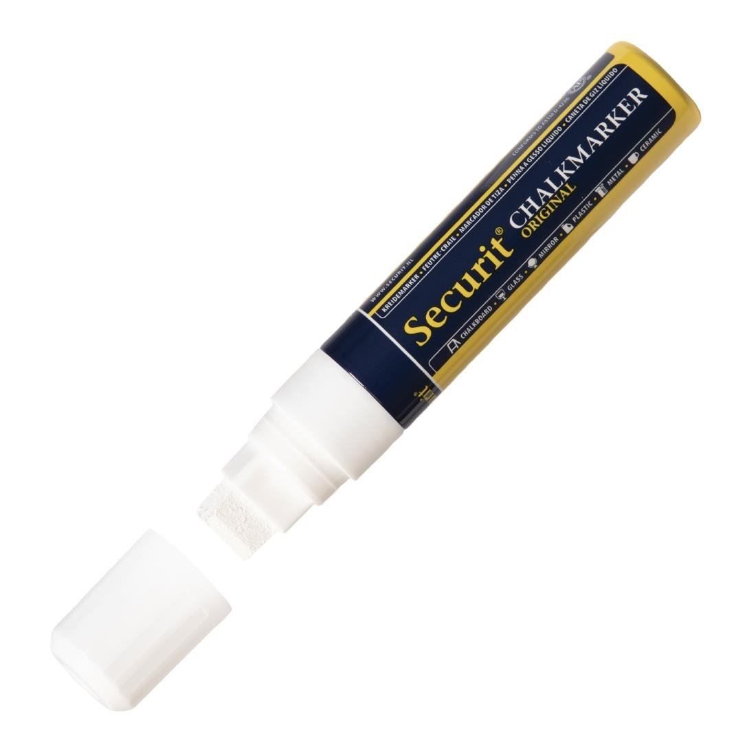 Securit Chalkboard Marker Pen White Line and Water Based - 15mm Rectangular Tip