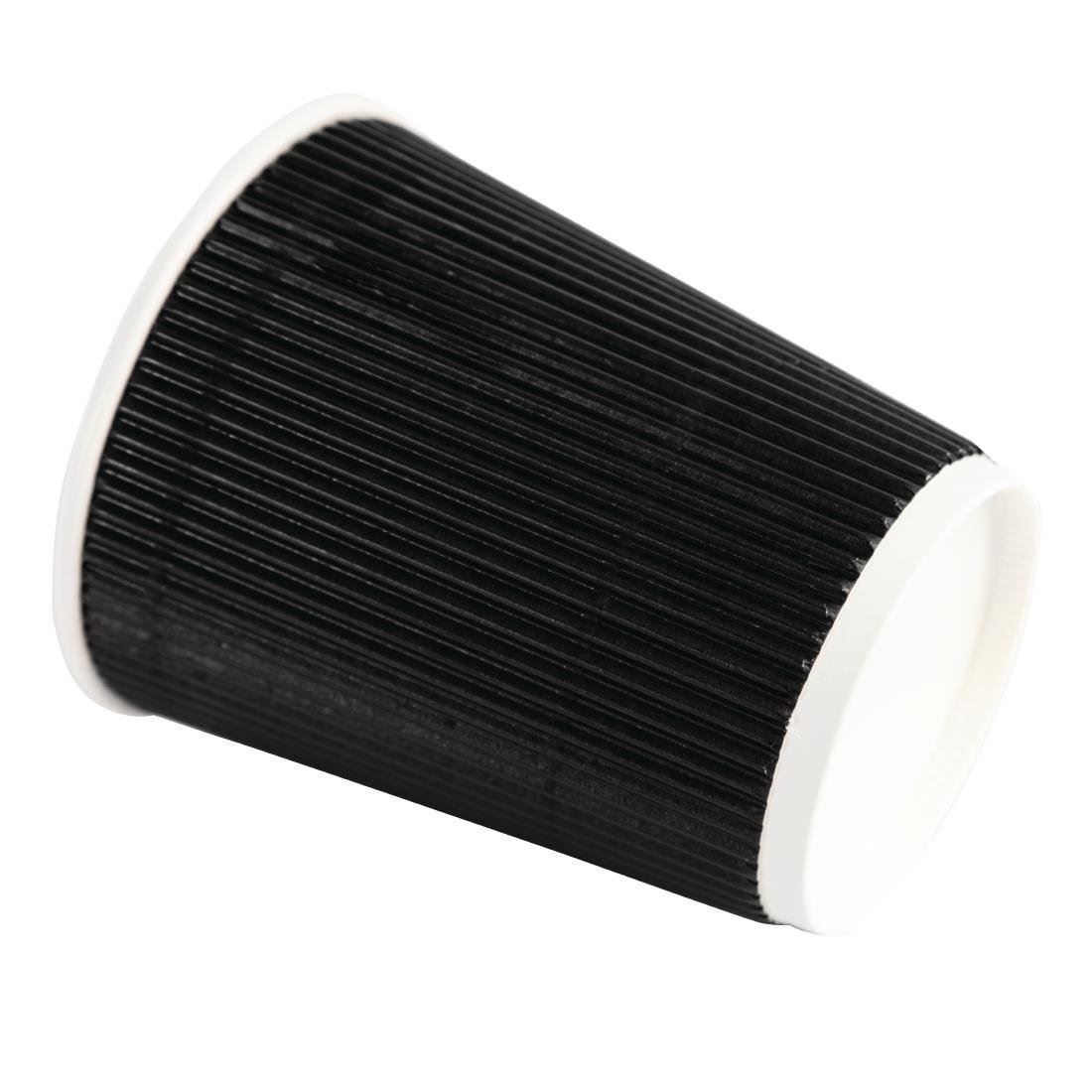 Fiesta Ripple Wall Takeaway Coffee Cups in Black Disposable 225ml / 8oz - 500