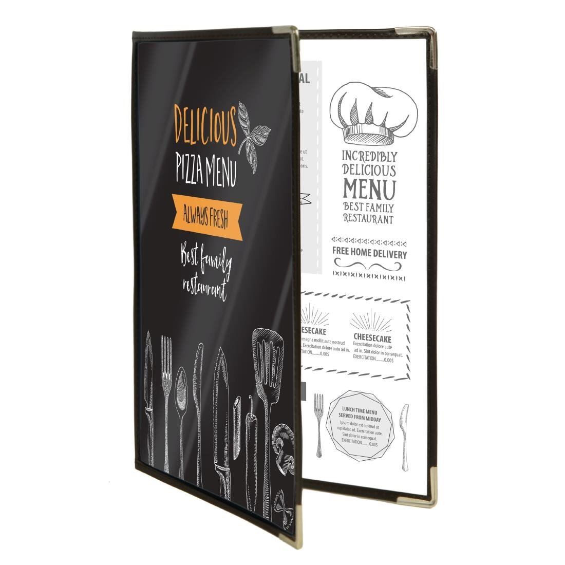 Securit Crystal Double Sided Menu Cover A4 Sheet Easy Clean Durable - Pack of 3