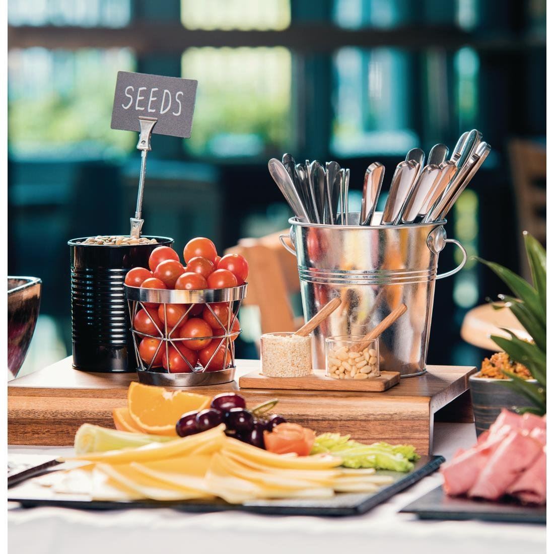 Round Galvanised Steel Bucket Serving Food Display Presentation Tableware - Picture 7 of 7