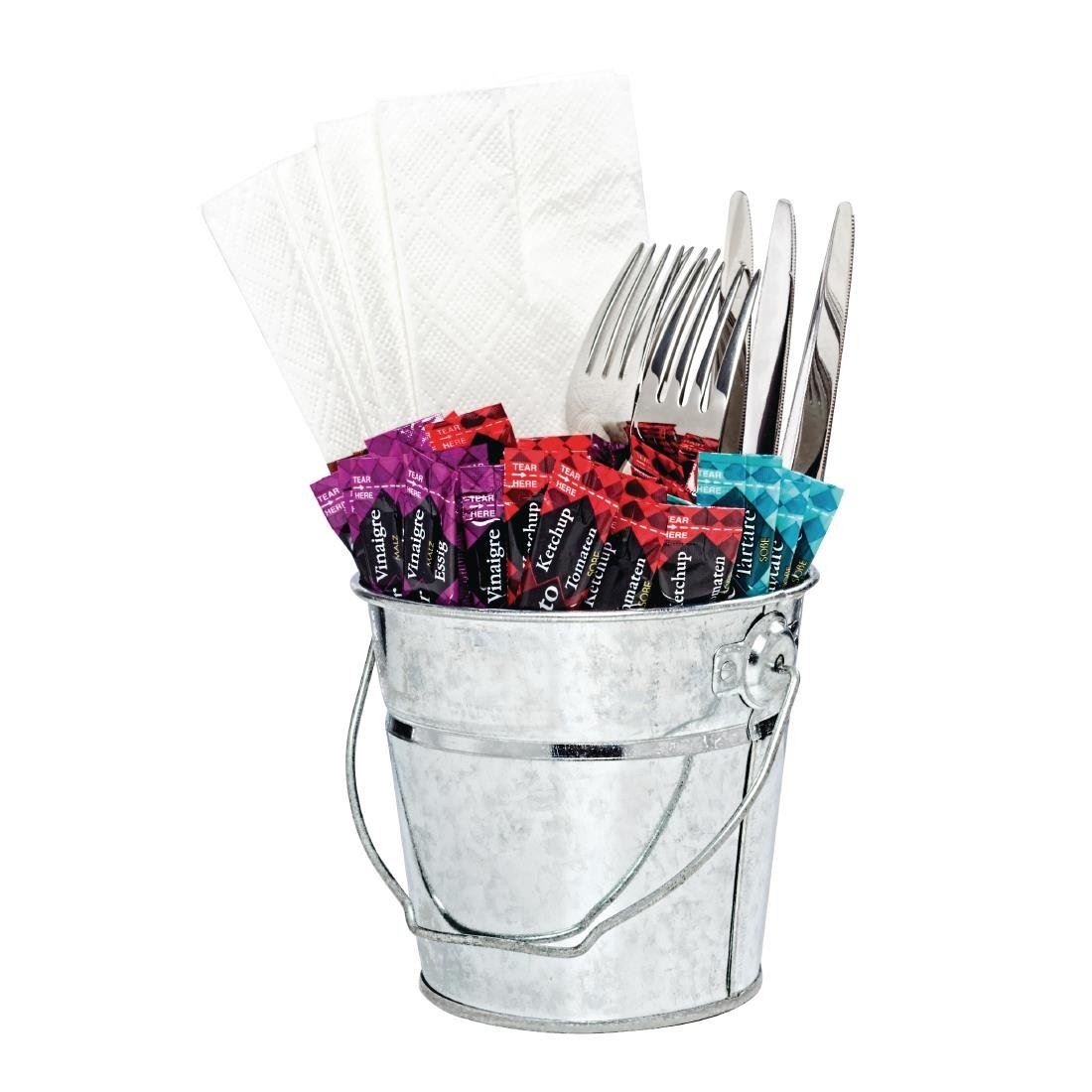 Round Galvanised Steel Bucket Serving Food Display Presentation Tableware - Picture 4 of 7