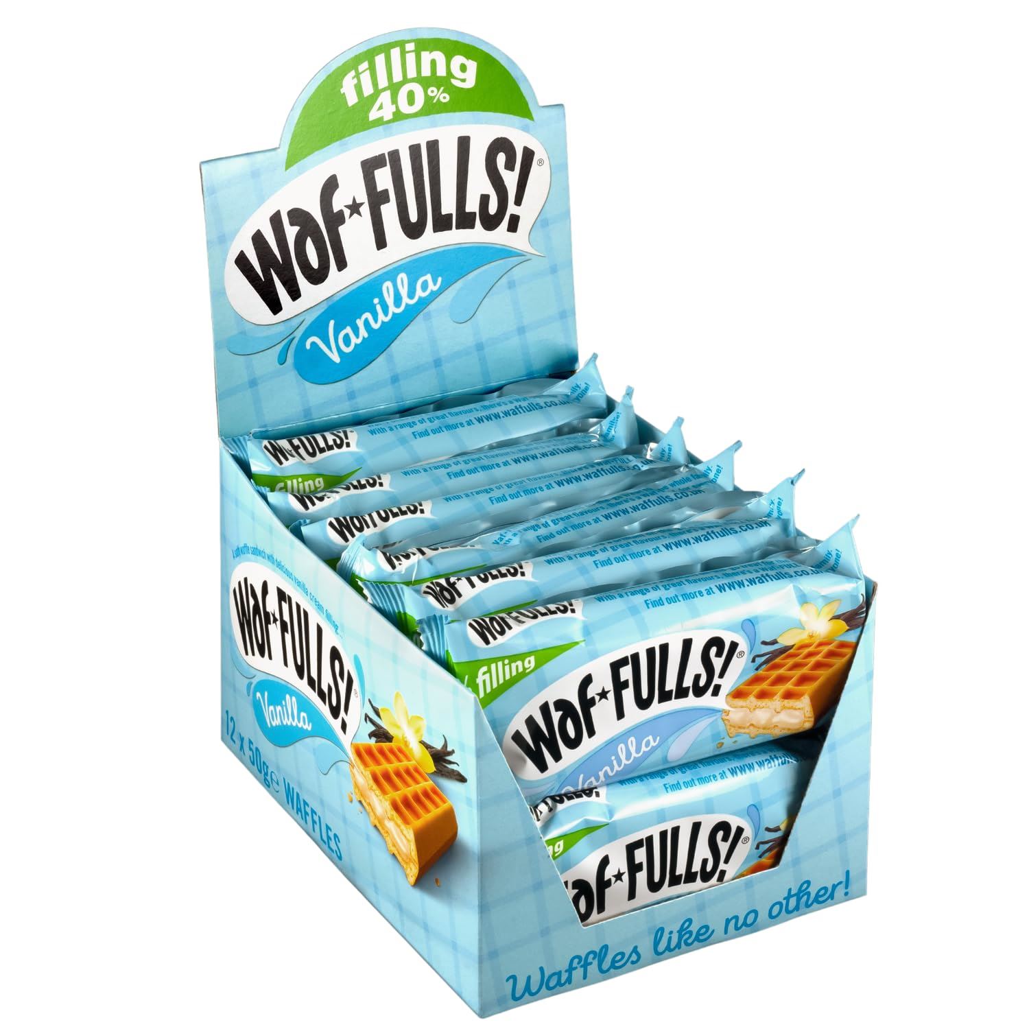 WafFULLS! Vanilla Waffles Sandwich Snack Individually Wrapped 50g - Pack of 12