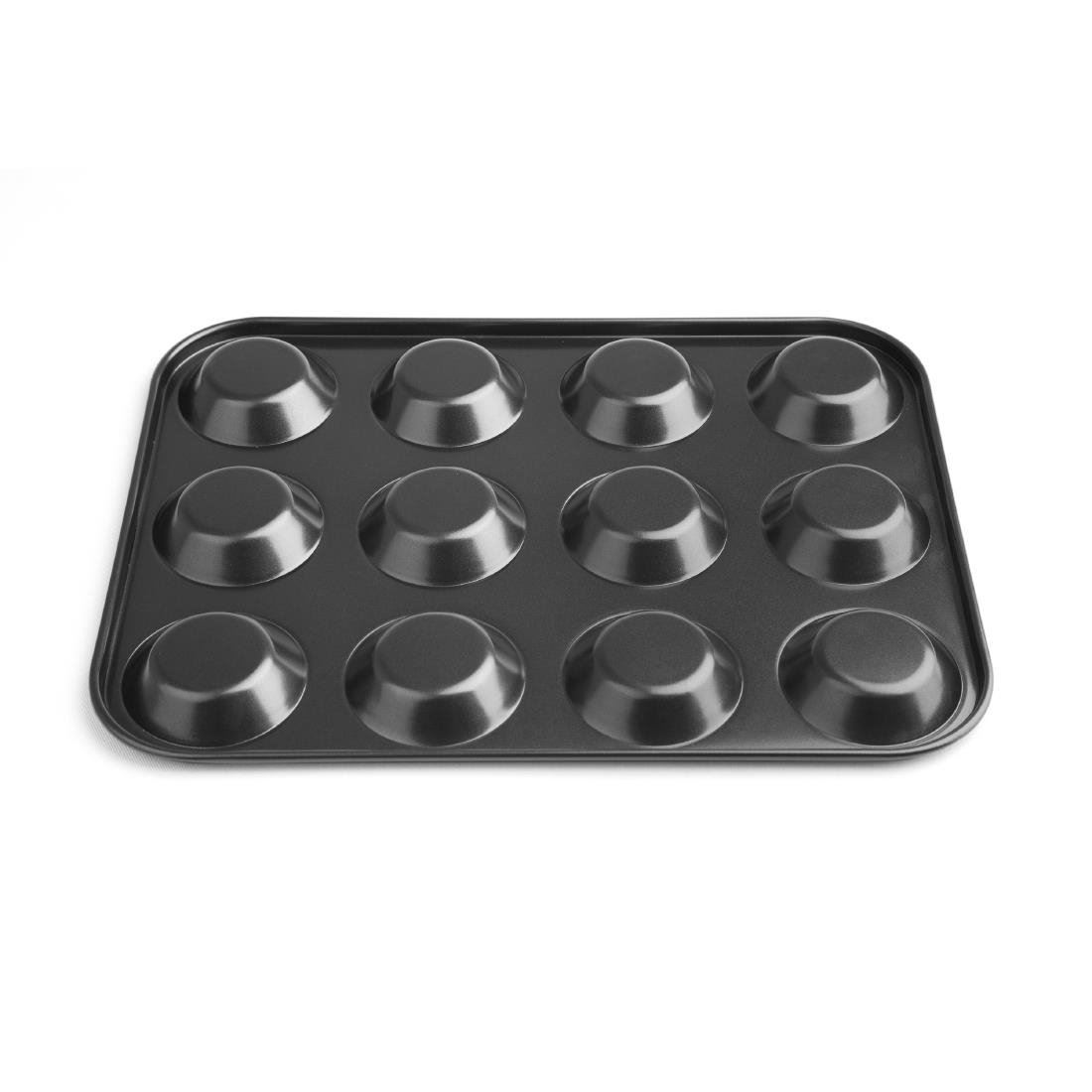 Vogue Non Stick Mini Muffin Tray with 12 Cups Made of Carbon Steel - 32x24cm