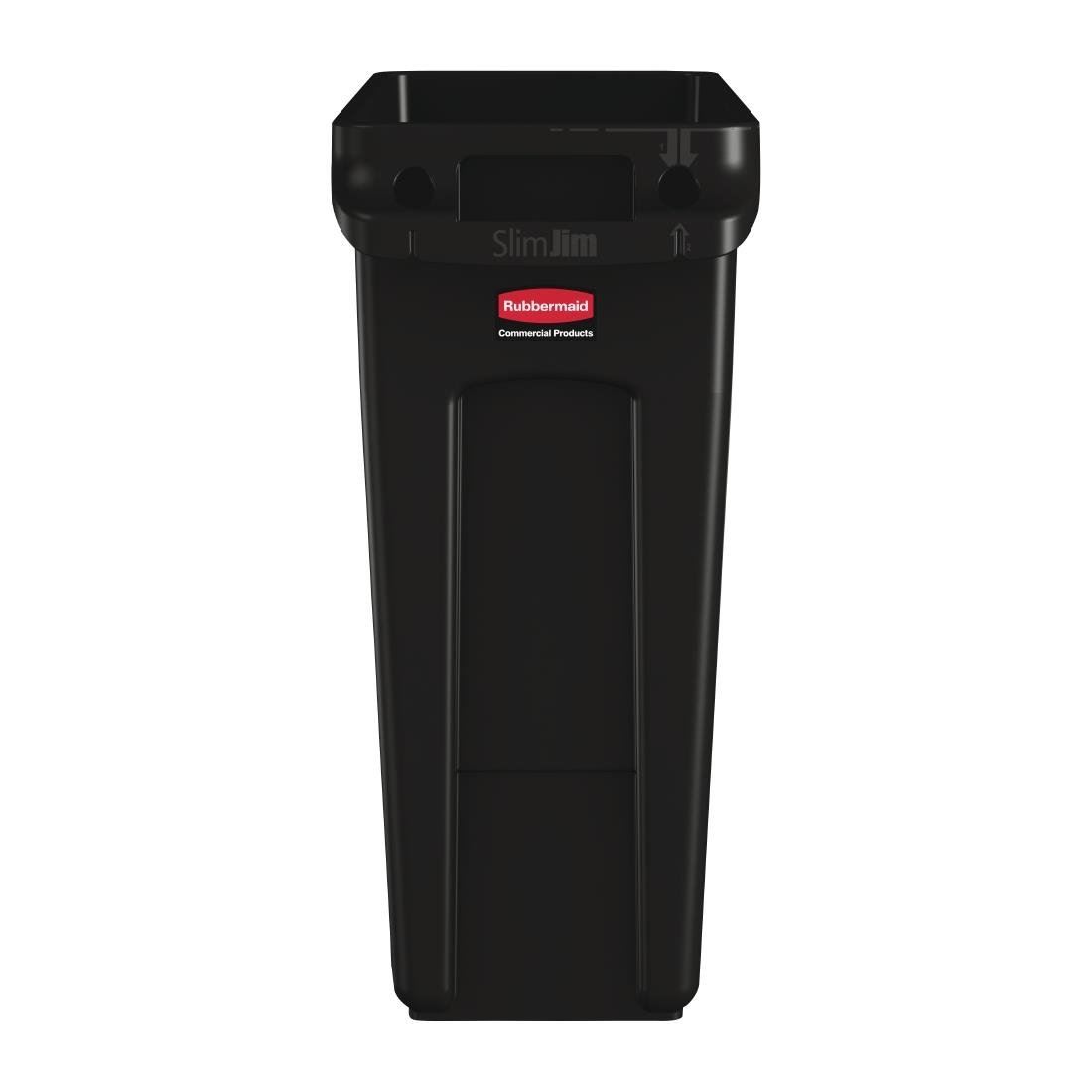 Rubbermaid Slim Jim Container Black Made of Plastic Capacity - 60Ltr