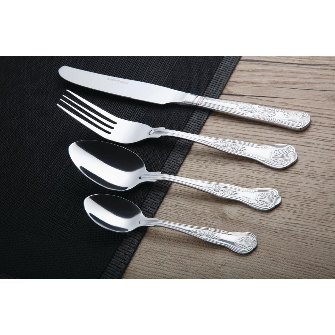 Olympia Kings Cutlery Set in Silver 18 / 0 Stainless Steel Pack of 48