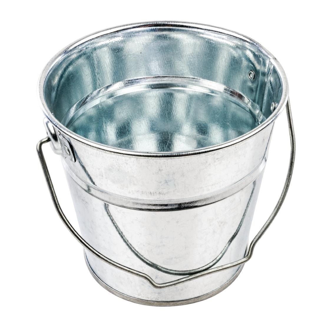 Round Galvanised Steel Bucket Serving Food Display Presentation Tableware - Picture 3 of 7