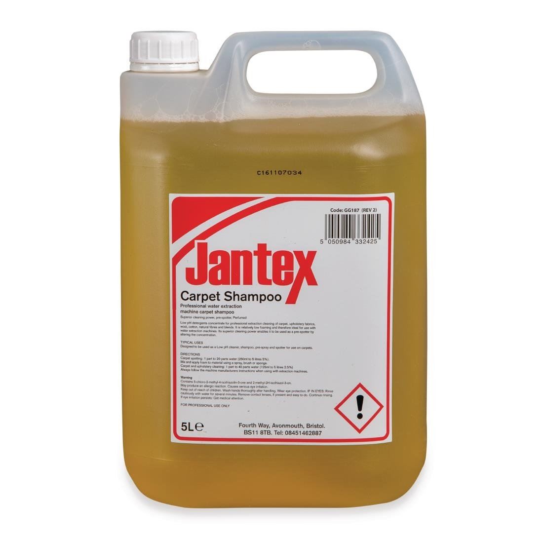 Jantex Carpet Shampoo 5Ltr Fabric Cleaner Stain Remover Low Foaming