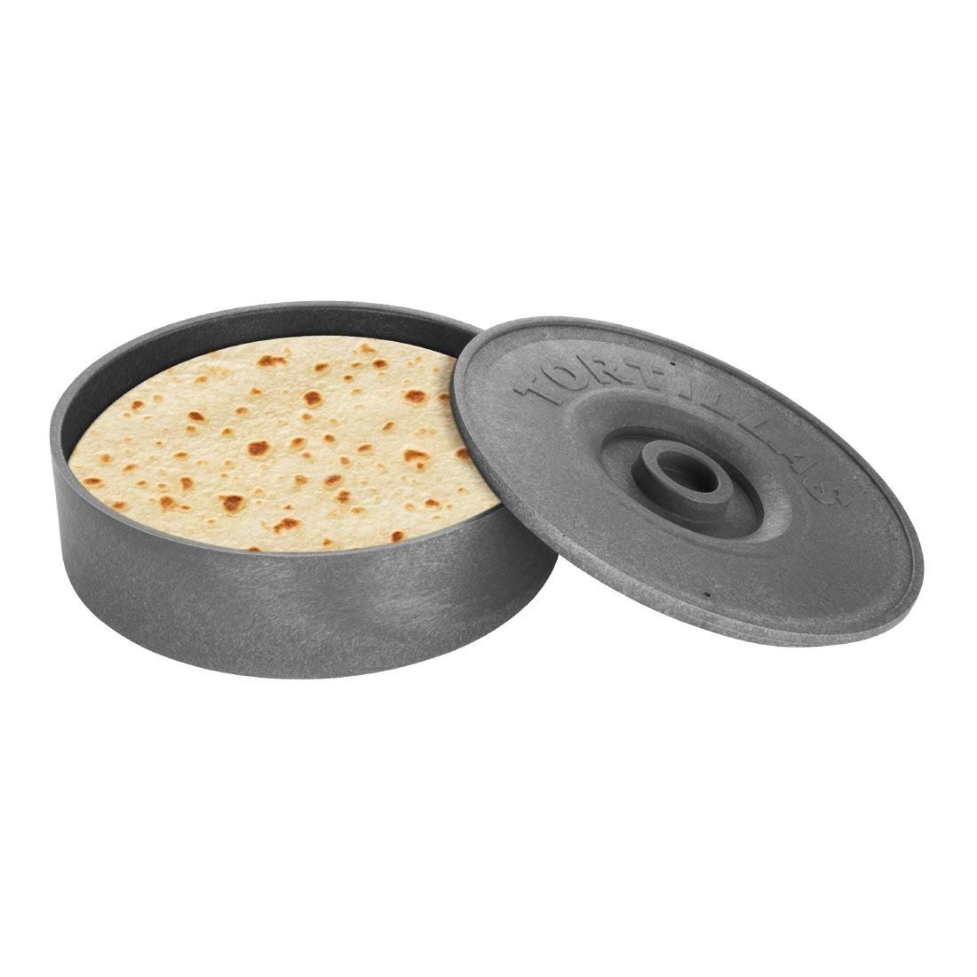 Olympia PP Round Tortilla Holder with Lid in Grey Durable Easy to Clean - 215mm