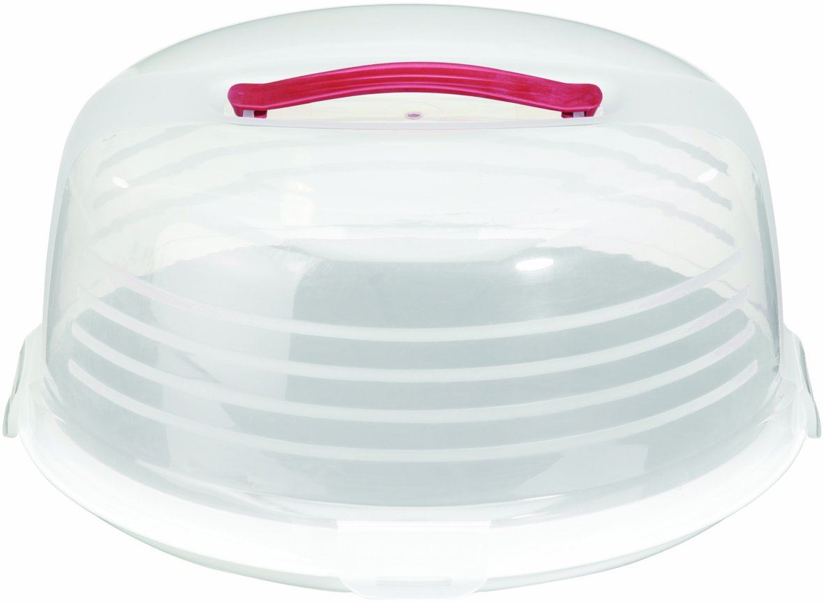Curver Round Cake Box White Clip Lock Base Dishwasher Safe Kitchenware - 350mm