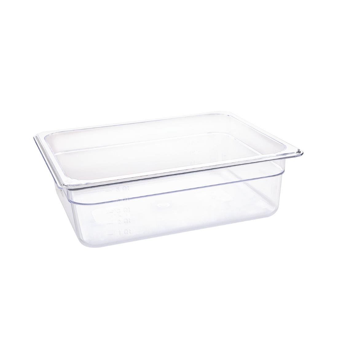 Vogue Polycarbonate 1/2 Gastronorm Container Clear Kitchen Food Storage