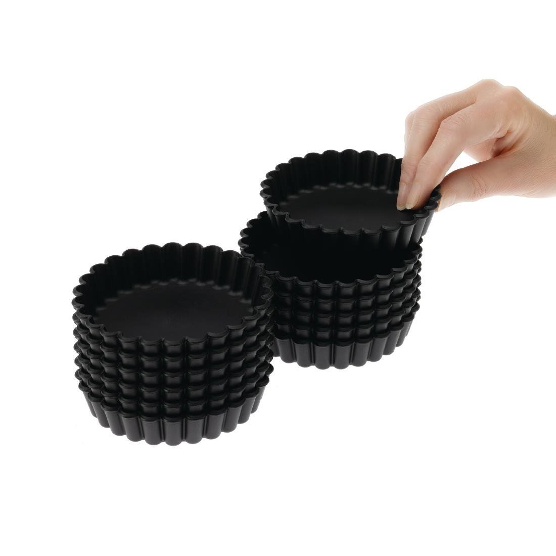 Pack of 12 Matfer Exoglass Round Fluted Tartlet Mould 10cm