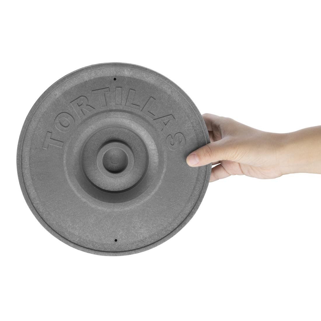 Olympia PP Round Tortilla Holder with Lid in Grey Durable Easy to Clean - 215mm