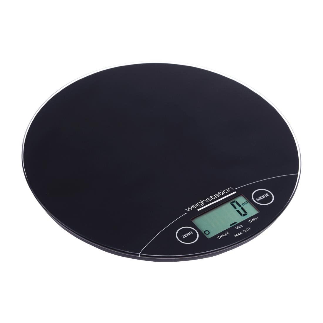 Weighstation Electronic Round Scales in Black 11lbs/ 5kg 15(H) x 185mm